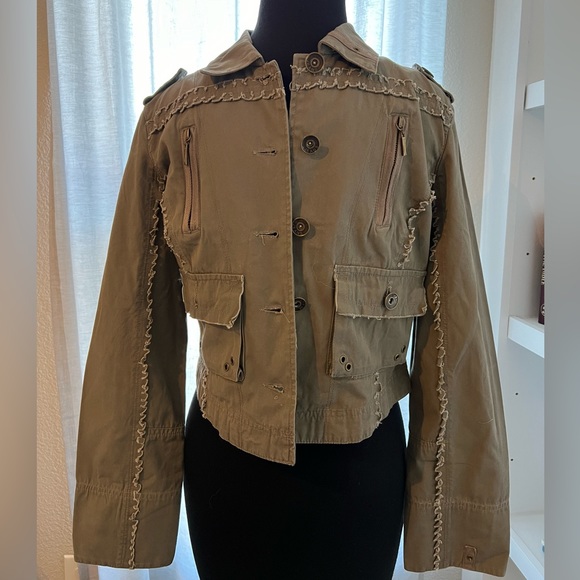 BNWT ARMY GREEN MILITARY STYLE WOMEN’S JACKET WITH INCREDIBLE DETAIL! SZ S - Picture 1 of 11